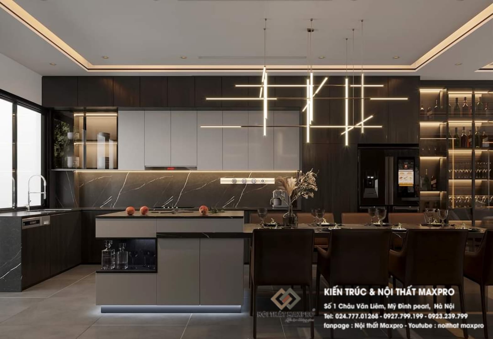 Tủ bếp inox cánh kính tại Nam Định