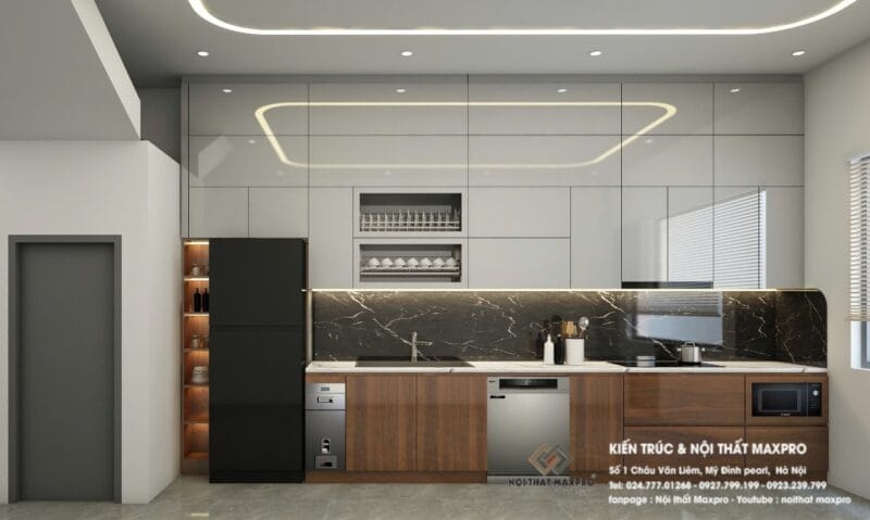 Tủ Bếp Kính Inox